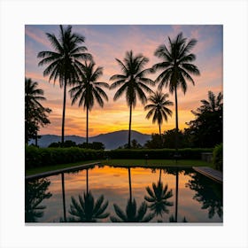 Sunset At The Pool Canvas Print