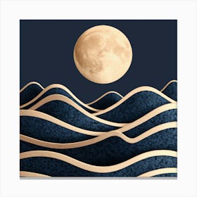 Moon And Waves 14 Canvas Print