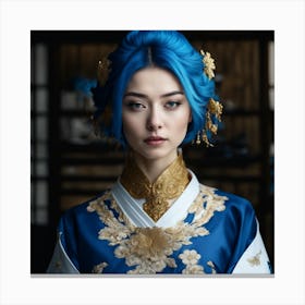 Chinese Woman With Blue Hair Canvas Print