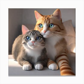 Cat And Kitten Canvas Print