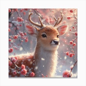 Deer In The Snow Canvas Print