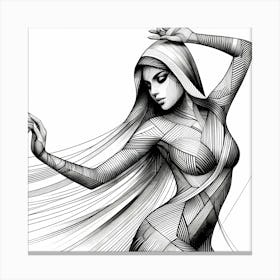 Belly Dance - Abstract Line Art Illustration 295 Canvas Print