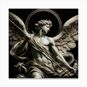 Arch Angel Porcelan Figure Monochrome Illustration 1 Canvas Print