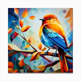 Cubism Art, Robin bird 3 Canvas Print