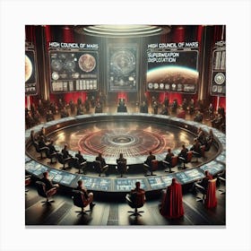 A Detailed Scene Showing The High Council Of Mars Converted Canvas Print