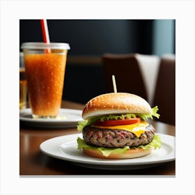 Hamburger And Drink 2 Canvas Print