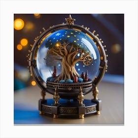 Tree Of Life in a steampunk snow globe Canvas Print