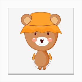 Teddy Bear With Hat Canvas Print