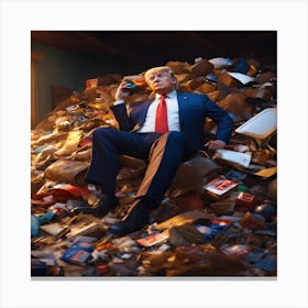 Trump In A Pile Of Trash Canvas Print