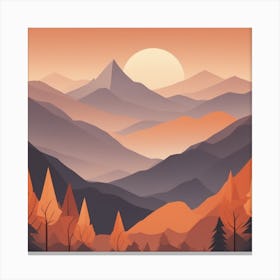 Misty mountains background in orange tone 103 Canvas Print