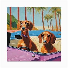 Dachshunds Dogs in Convertible Series. Style of David Hockney 4 Canvas Print