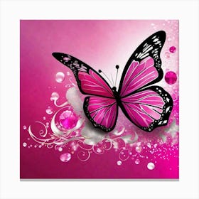 Pink Butterfly Wallpaper Canvas Print