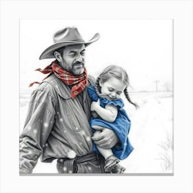 Dad And Baby Sketch Canvas Print