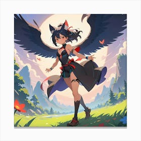 Anime Girl With Wings Canvas Print