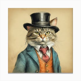 Cat In Top Hat 10 Canvas Print