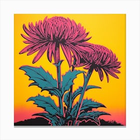 Chrysanthemum 2 Pop Art Illustration Square Canvas Print