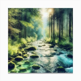 Stream In The Forest Canvas Print