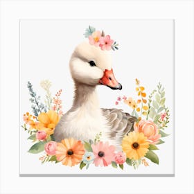 Floral Baby Goose Nursery Illustration (21) Canvas Print