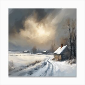 A Winter Landscape, Snow across the Countryside 1 Canvas Print