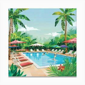 Summertime Swimming Pool Art Print 7 Canvas Print