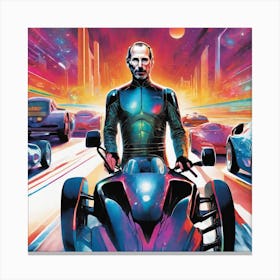 Futuristic Man On A Motorcycle 1 Canvas Print