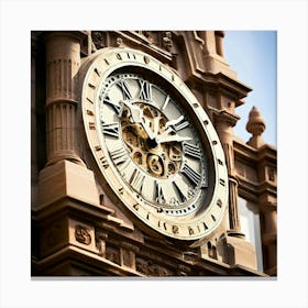 Clock Time Architecture Stone Building Old English Vintage Historical Heritage Classic An Canvas Print