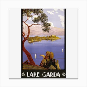 Vintage Travel Poster Lake Garda Italy 1924 Canvas Print