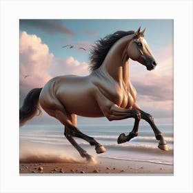 Horse Galloping On The Beach Canvas Print