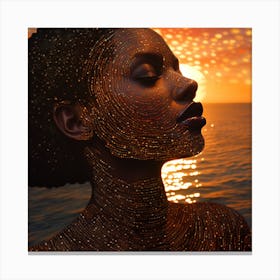 Afro-American Woman At Sunset 4 Canvas Print