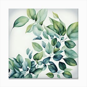 Boho Green Leaves art Canvas Print
