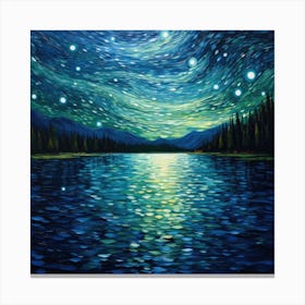 Starry Night Over Lake 1 Canvas Print