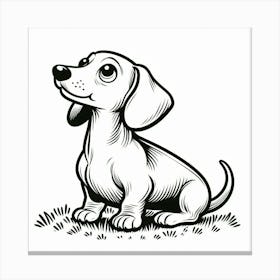 Line Art dachshund dog 3 Canvas Print