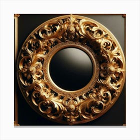 ornate golden frame with intricate carvings and flourishes, reminiscent of the luxurious frames of the Renaissance era, surrounding a dark void, creating a captivating and opulent visual contrast Canvas Print