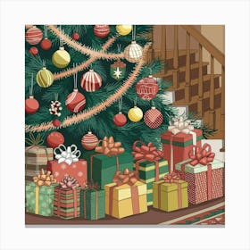 An Illustration Of A Christmas Tree With Canvas Print