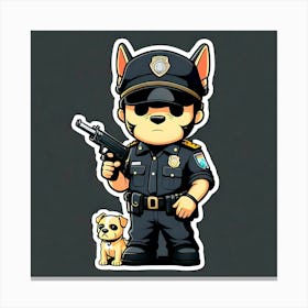 Police Officer And Dog Canvas Print