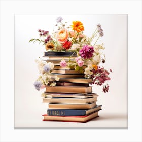 Flowers On Books 5 Canvas Print