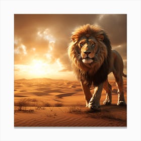 Lion In The Desert 3 Canvas Print