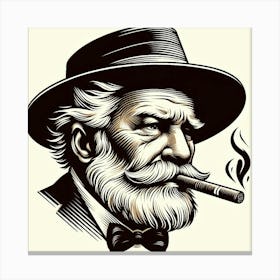 Old Man Smoking A Cigar Canvas Print
