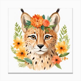 Floral Baby Lynx Nursery Illustration (56) Canvas Print