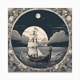 Ship At Night Canvas Print