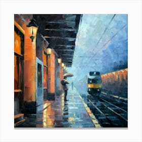 Rainy Day At The Station Canvas Print