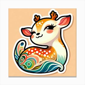 Cute Deer Sticker Canvas Print