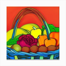 Basket Of Fruits And Vegetables 1 Canvas Print