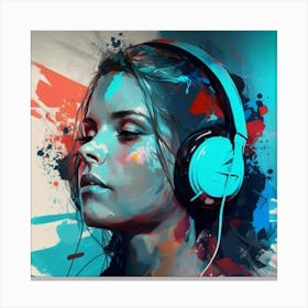 Girl With Headphones 1 Canvas Print