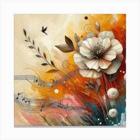 Music Notes And Flowers 3 Canvas Print