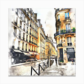 Watercolor - Paris Street Canvas Print