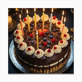 Birthday Cake With Candles 1 Canvas Print