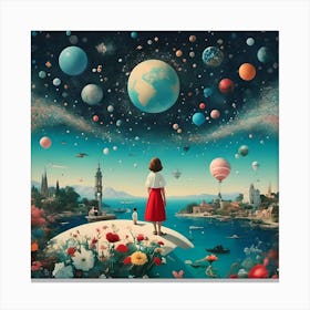 Girl In Space Canvas Print