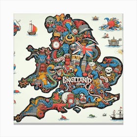 England Map Canvas Print