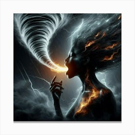 Woman Blowing Smoke Canvas Print